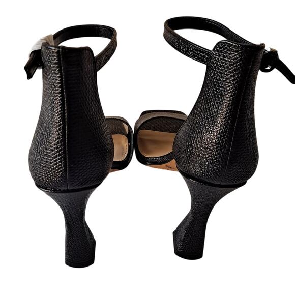 NWB Vince Camuto Reesera Leather Two Piece Heeled Sandals Black Womens Size 8.5 - Picture 2 of 14